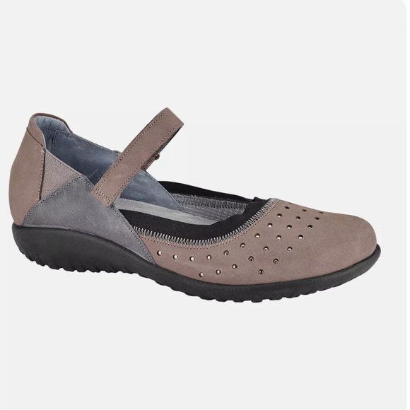Naot Shoes - Naot Matua Leather Mary Jane Comfort Flat Shoes Silver Stone Size 37